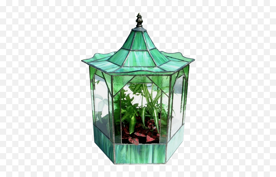Jade Stained Glass Terrarium Stained Glass Glass Art - Artificial Aquarium Plant Emoji,Glas Cage Of Emotion
