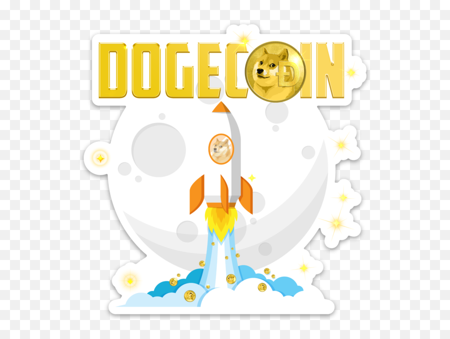 Doge Dogecoin To The Moon Sticker - Happy Emoji,Line Emoticon Moon