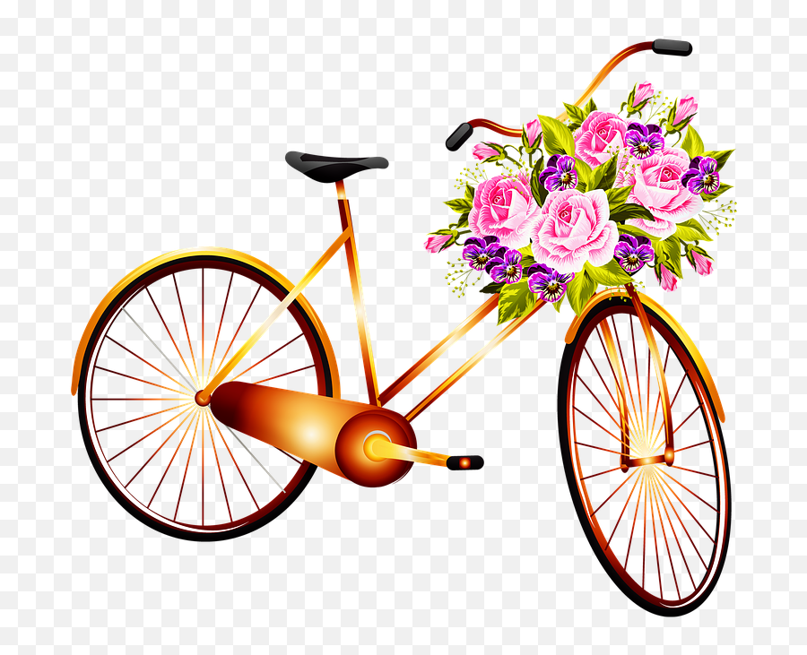 Bicycle Flower Sticker By Jennyshaghira - Bicycle With Flower Basket Png Emoji,Cycling Emoji