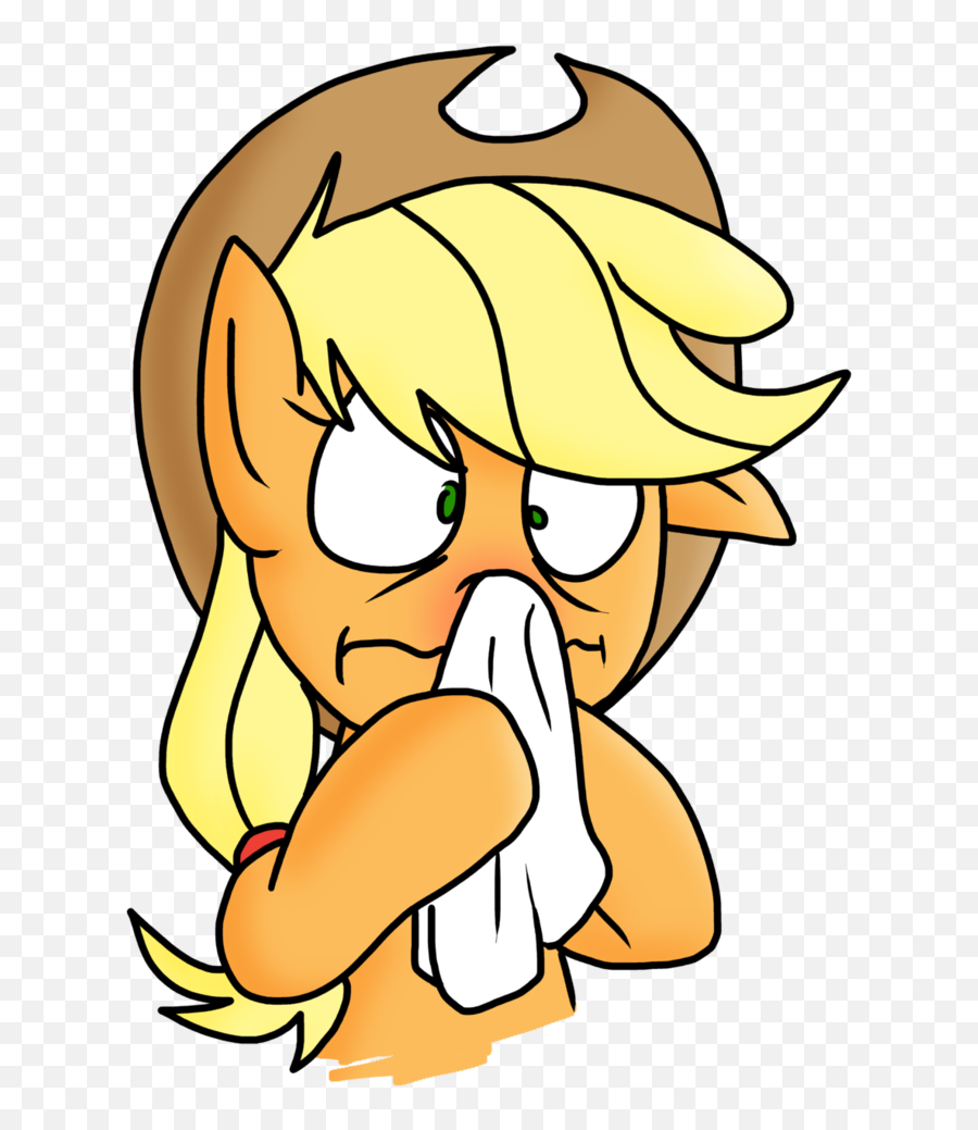 Handkerchief Clipart Transparent - Sick Applejack Png Fluttershy Mlp Applejack Sick Emoji,Catholic Emoji Iphone Transparent