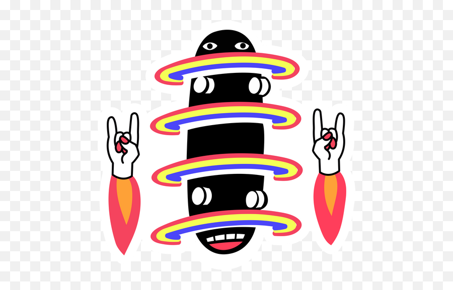 Cool Rocket Skateboard Sticker - Sticker Mania V Sign Emoji,Rocket Emoticon Black