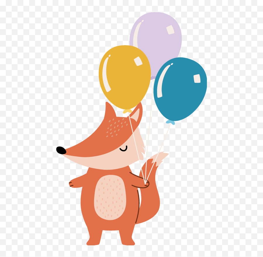 Nordic Fox With Balloons Illustration Decal - Tenstickers Emoji,How Do I Get The Large Fox Emojis