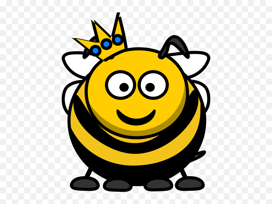 Queen Bee Clip Art At Clker - Smily Bee Black And White Emoji,Queen Emoticon