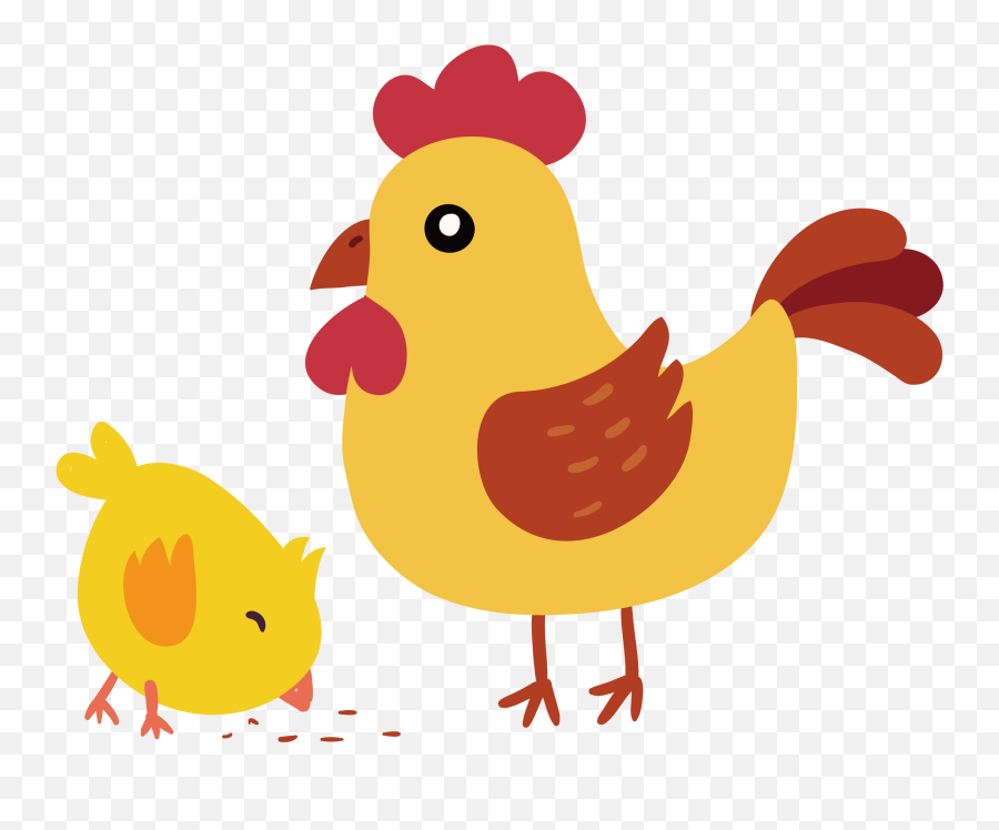 Big And Small Chicken Clipart - Full Size Clipart 5458548 Emoji,Chicken Coming Out Of Egg Emoji