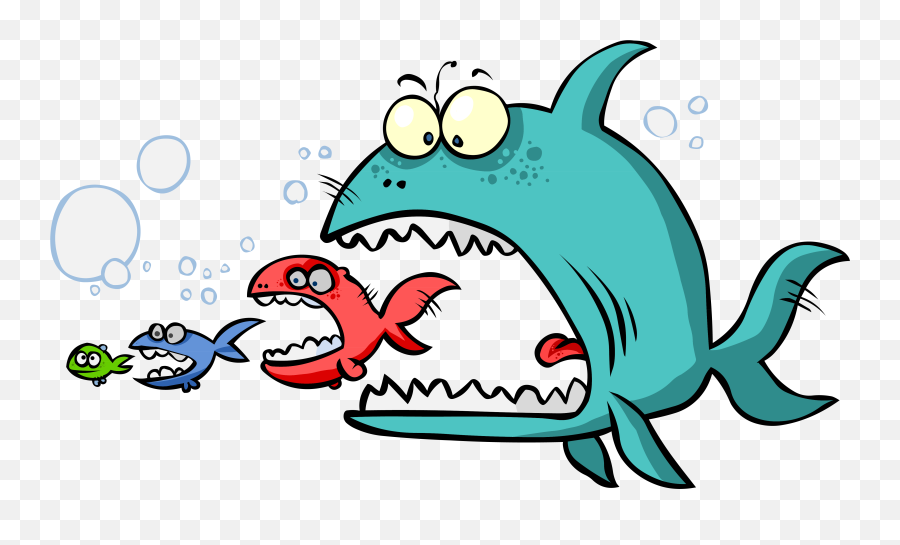 Download Fish Eating Food Clip Art - Big Fish Eat Smaller Animal Eating Animal Clipart Emoji,Eating Emoji Png