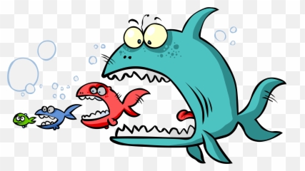 Download Fish Eating Food Clip Art - Big Fish Eat Smaller Animal Eating Animal Clipart Emoji,Eating Emoji Png
