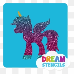 Unicorn Pegasus Glitter Tattoo Stencil - Stencil Emoji,Unicorn Emoji Stencil