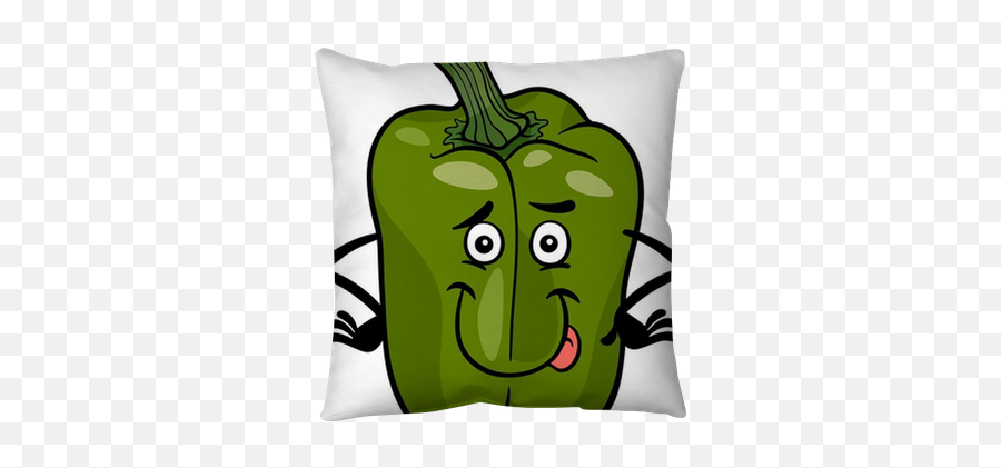 Cute Green Pepper Cartoon Illustration Throw Pillow U2022 Pixers - We Live To Change Cartoon Green Pepper Emoji,Throw A Tomato Emoticon