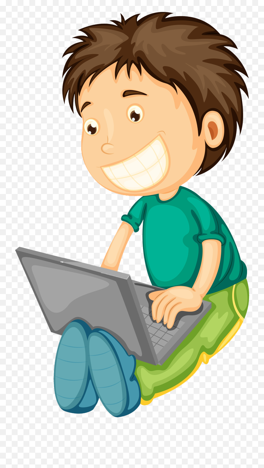 Computer Boy Clipart - Boy And Girl On Laptop Clipart Png Child On A Laptop Clipart Emoji,Boy And Girl Emoji