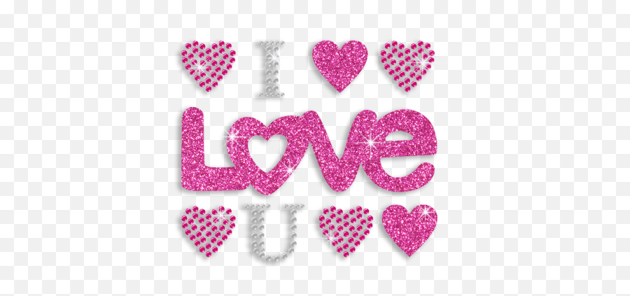 Pink Bling I Love You Iron - On Glitter Stud Rhinestone Emoji,Love Is A Pyramid Of Emotion