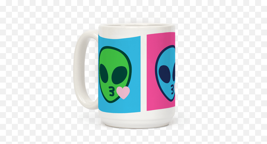 Blowing Kiss Alien Emojis Coffee Mugs - Serveware,Alien Emojis