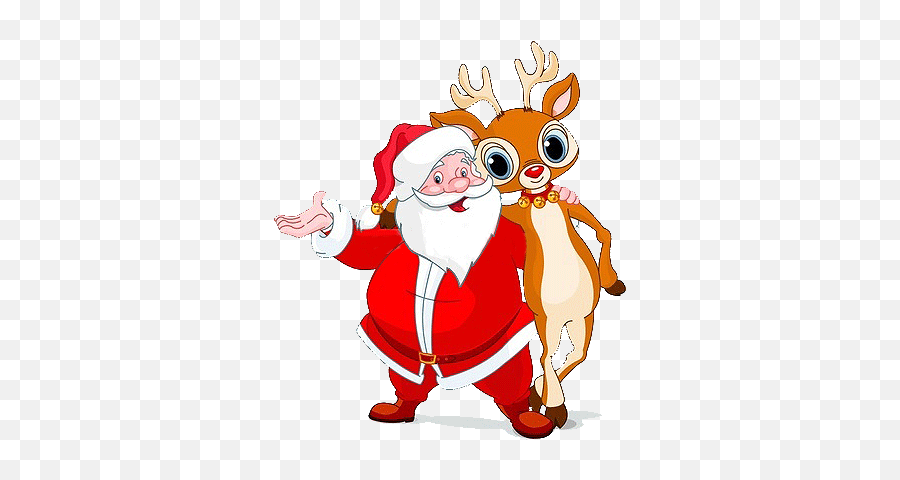Christmas Tree And Reindeer Clip Art - Clip Art Library Emoji,Santa And Christmas Rudolph Emoji