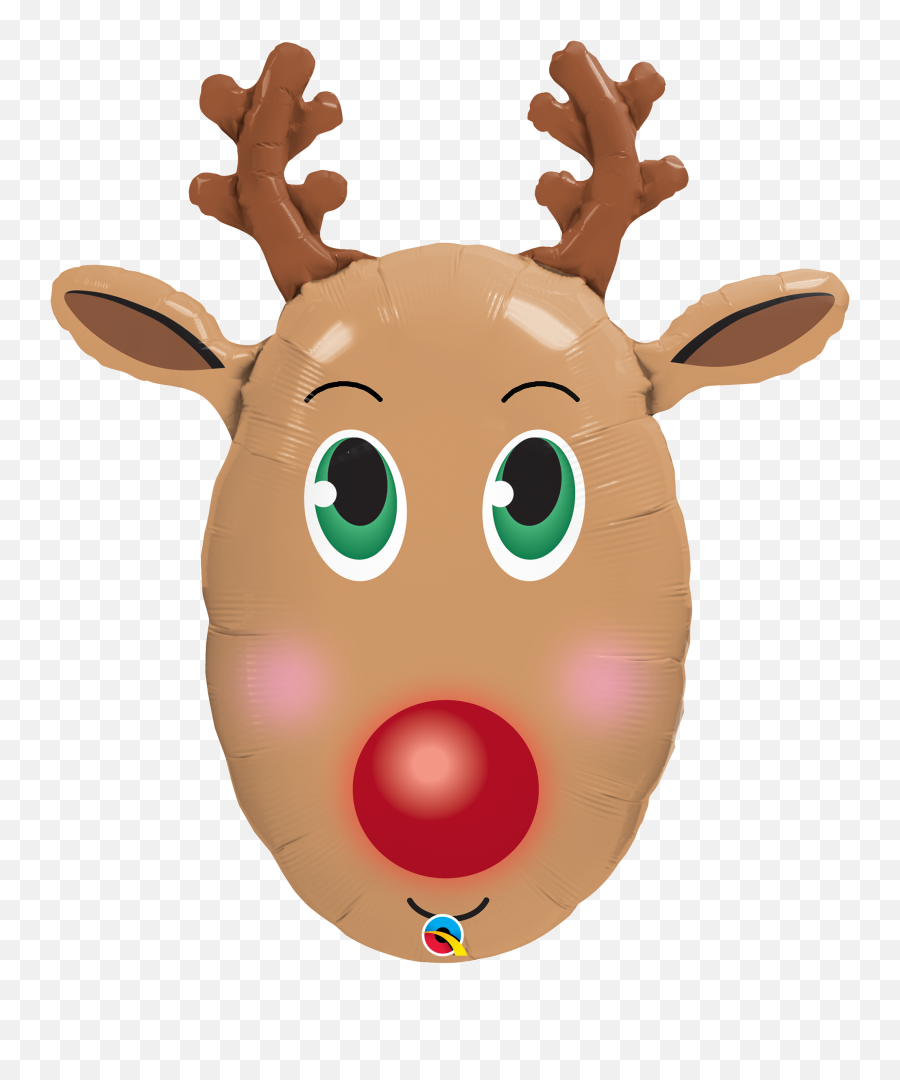 Cheeky Christmas Balloon Character - Rudolph The Red Nosed Face Emoji,Reindeer Emoji