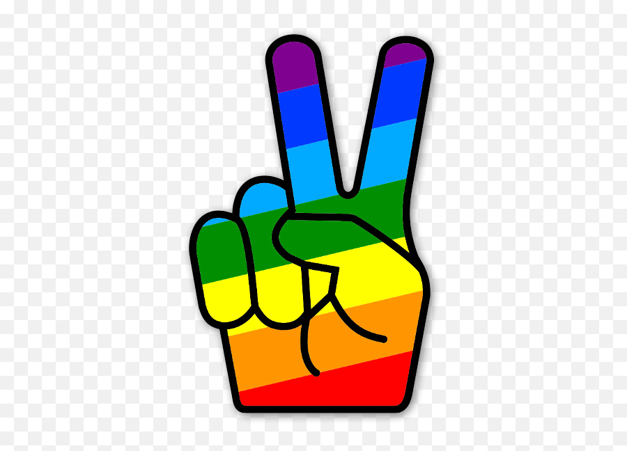 Rainbow Peace Fingers Sticker By Ana Paola - Rainbow Peace Hand Png Emoji,Peace Fingers Emoji
