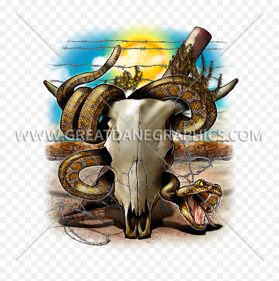 Cow Skull With Snake Production Ready Artwork For T - Shirt Emoji,Car With Cow Horns Emoticon