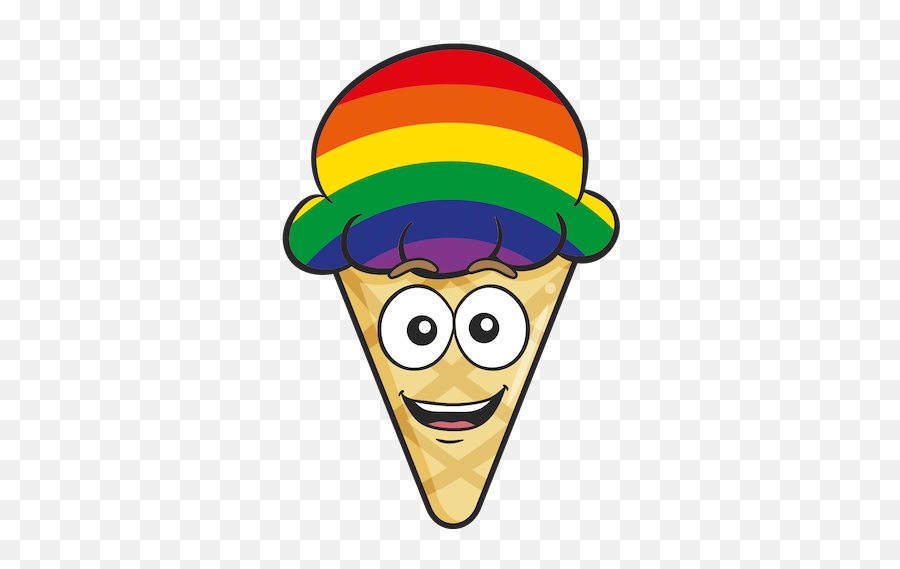 Gay Pride Ice Cream Cone Emoji Stickers Messages Sticker - 0 Cartoon Ice Cream With Sugar Cone,Emoji Messages