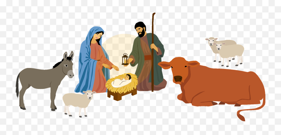 Nativity Scene And Stable Clipart - Nativity Stable Animals Clipart Emoji,Manger Emoji