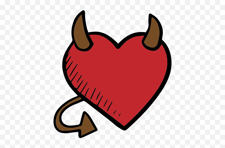 Romantic Devil Tattoo Evil Icon - Heart With Devil Horns With Transparent Background Emoji,Devil Emoji Tattoo