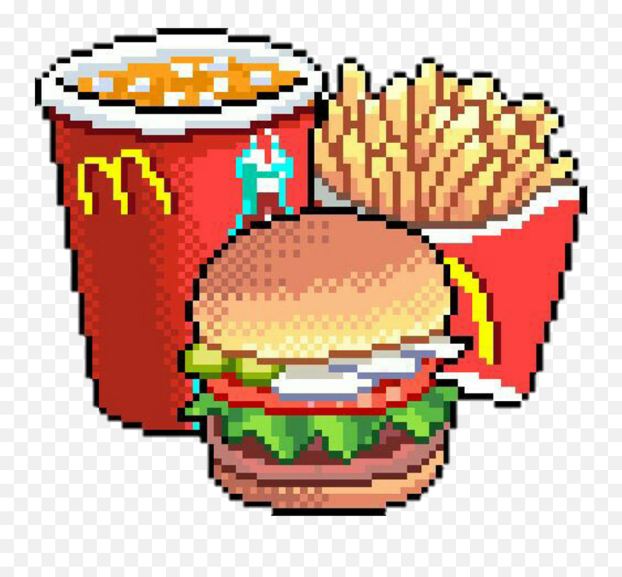 Pixel Food Transparent Clipart - Burger And Fries Pixel Art Emoji,Mcdonalds Emoji 6