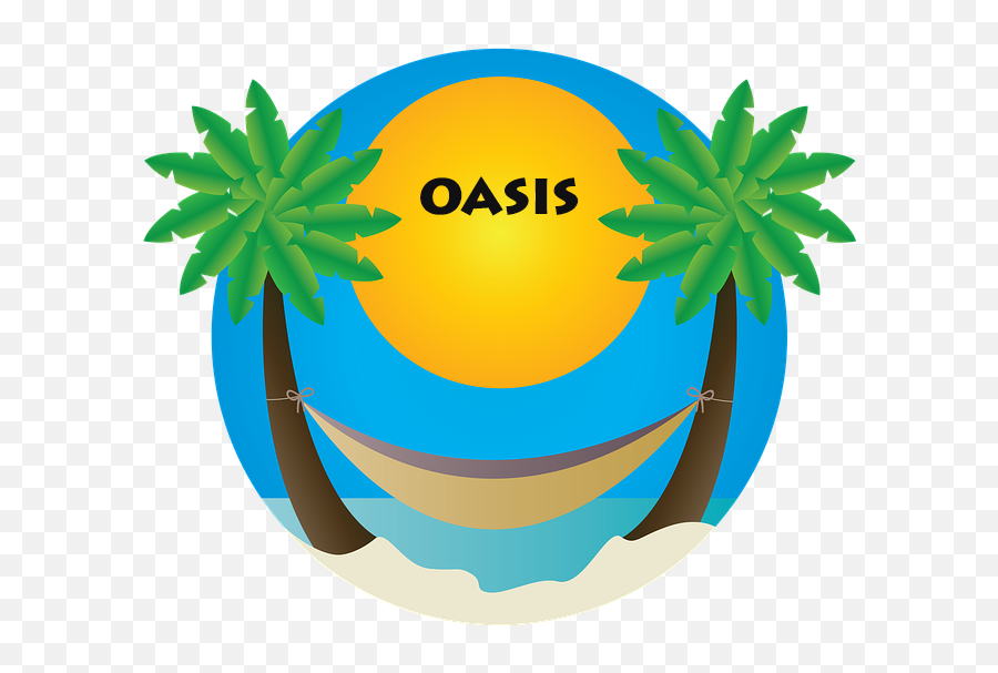 Download Word Oasis On An Animated Beach - Palmier Hamac Imagenes De Logos De Playas Emoji,Download Umbrella Emoticon