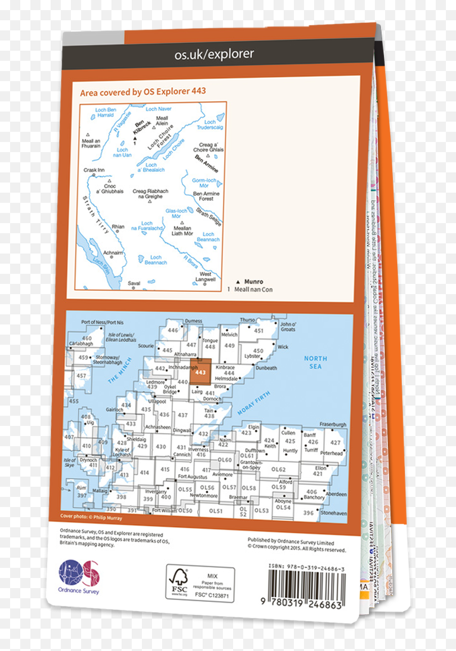 443 Ben Kilbreck And Ben Armine Os Explorer Paper Map Os - Ol42 Ordnance Survey Map Emoji,Grenada Flag Emoji Png