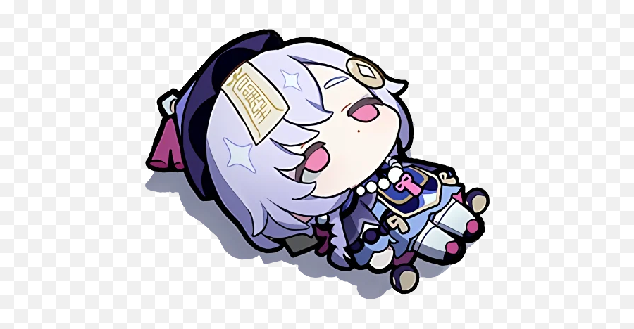 Genshinimpact Qiqi Anime Chibi Deadinside Sleepy - Genshin Emotes Qiqi Emoji,Azur Lane Pixel Emojis