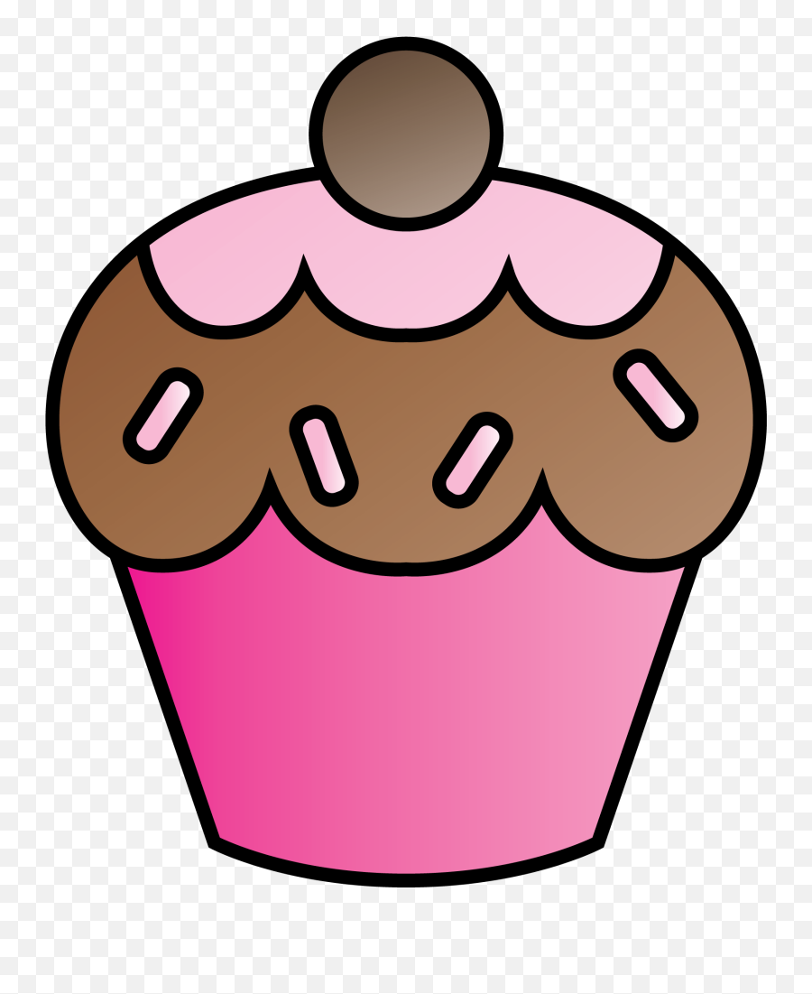 Clip Art Cupcake And Pink Cupcakes - Gambar Sketsa Cupcake Emoji,Cupcake Emoji Facebook