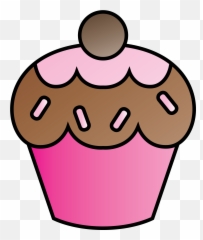 Clip Art Cupcake And Pink Cupcakes - Gambar Sketsa Cupcake Emoji,Cupcake Emoji Facebook