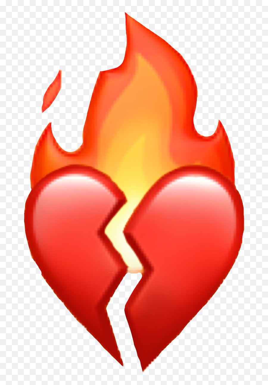 Fire Heart Broken Sticker - Iphone Emoji,Cracked Heart Emoji