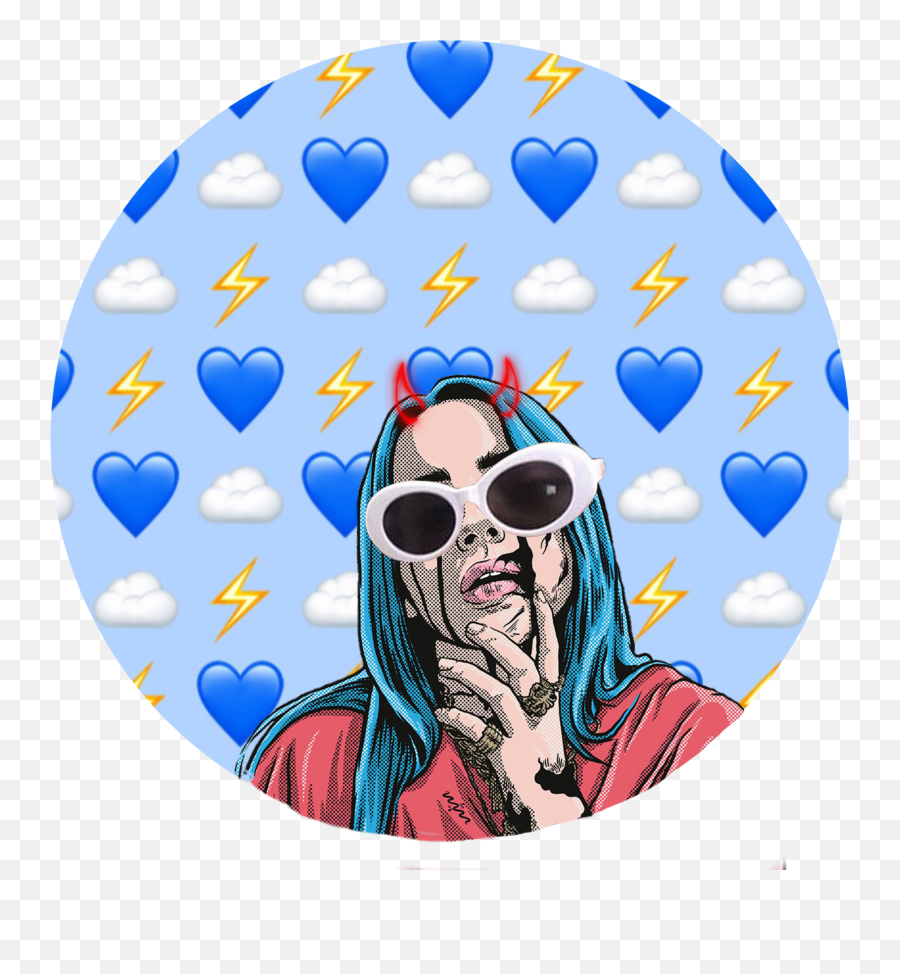 Billie Eilish Blue Clout Emoji Sticker - Billie Eilish With Cloute Googles,Clout Emoji