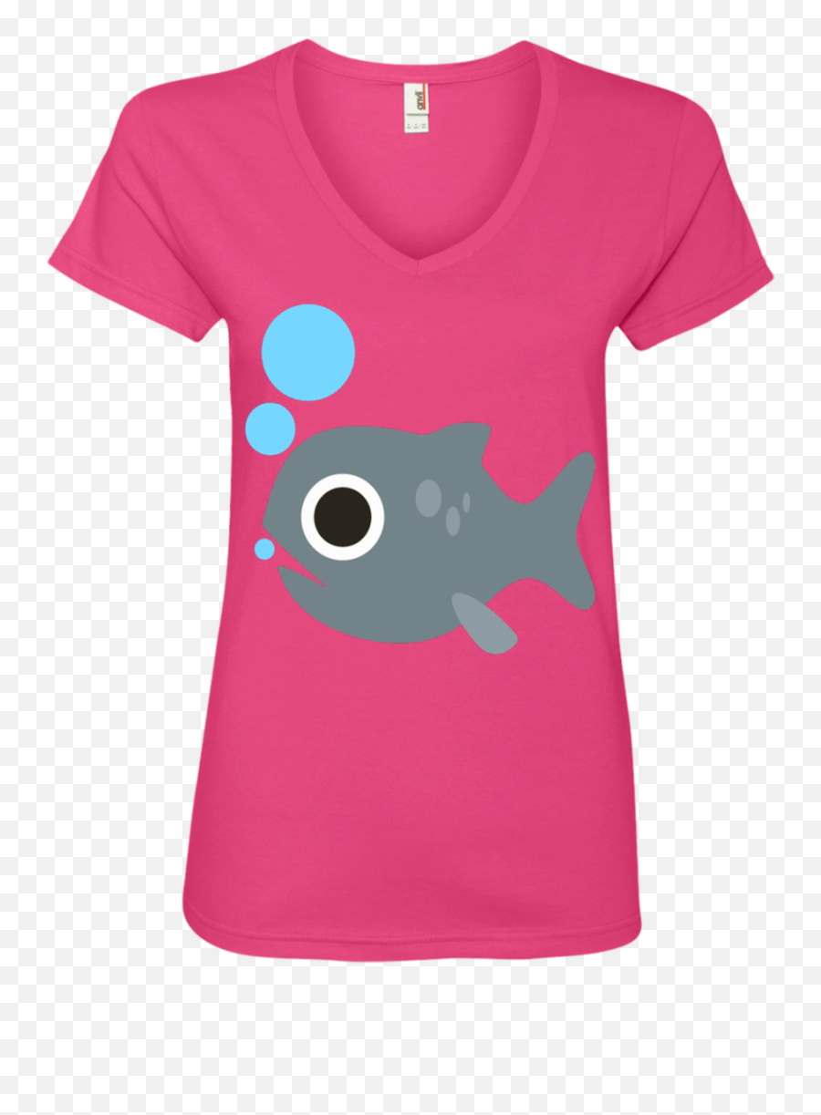 Fish Blowing Bubbles Emoji Ladiesu0027 V - Neck Tshirt U2013 Wind Vandy Short Sleeve,Dab Emoji Shirt