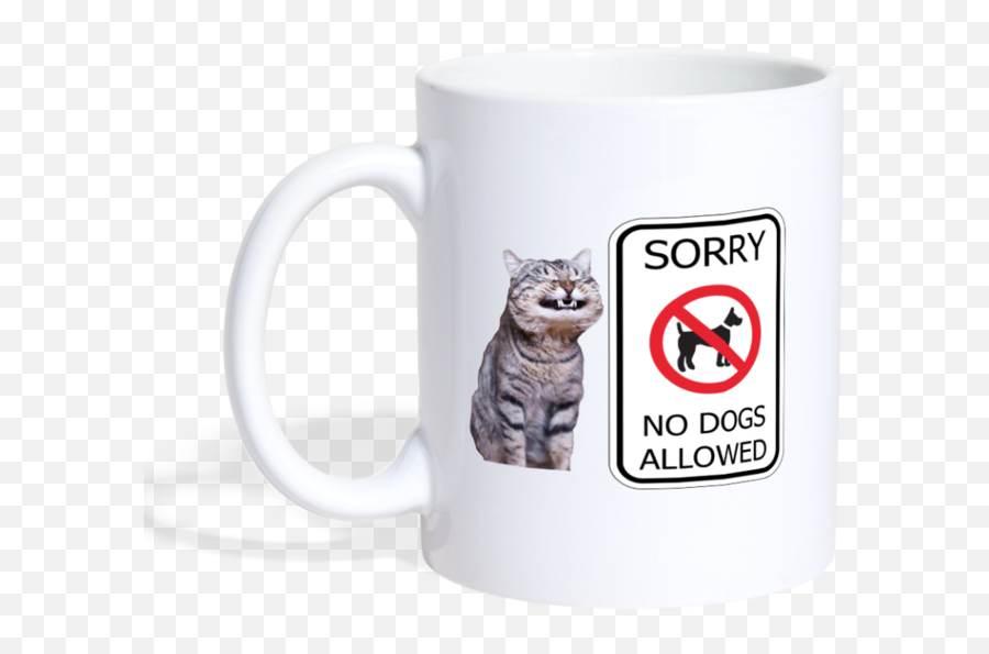 Cat Laughing At No Dogs Allowed Sign Coffee Mug U2013 No Dogz Emoji,Cat Laughing Text Emoticon