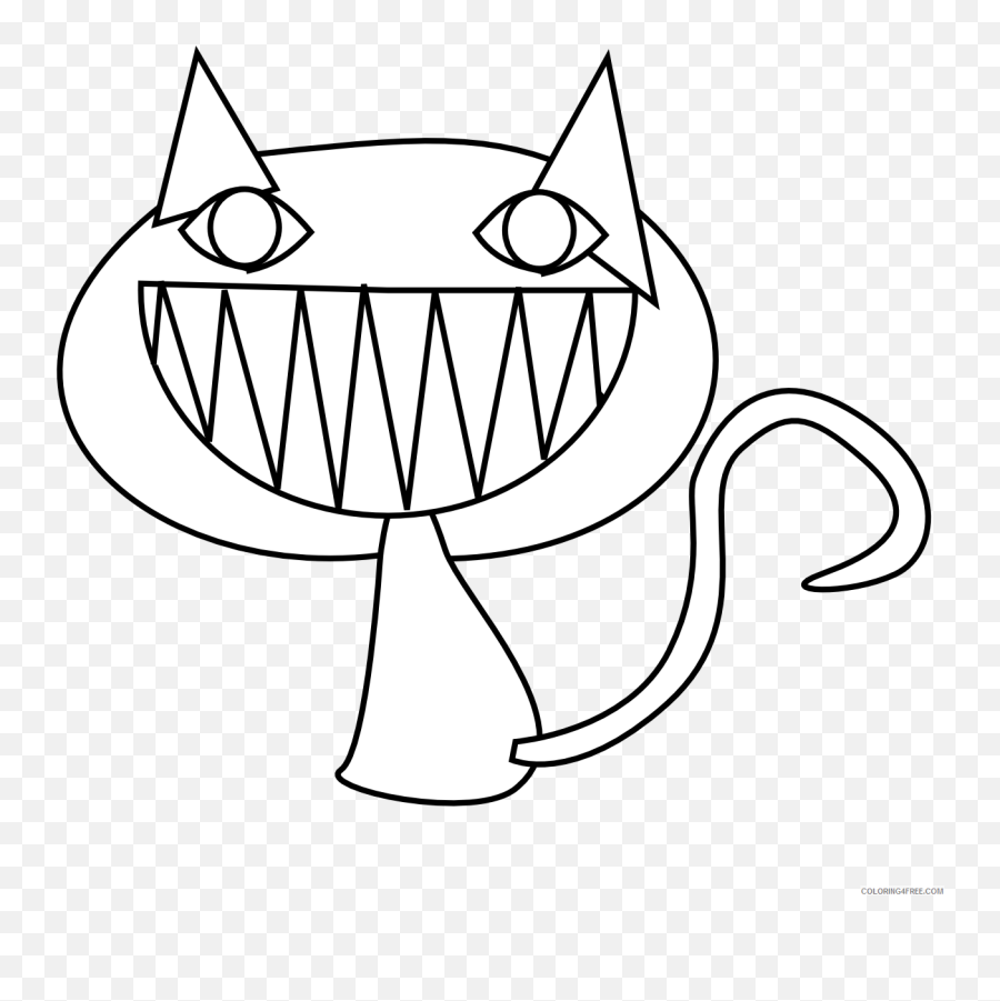 Cat Outline Coloring Pages Cat Smile 3 Black White Printable - Guinea Pig Coloring Pages Emoji,Cat Smile Emoji