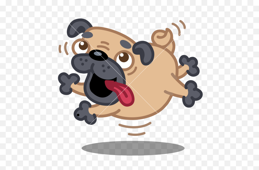 Dog Pug - Happy Dog Cartoon Png Emoji,Hairdryer Emoji