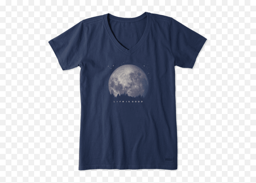 Womenu0027s Moon Landing Crusher Vee Life Is Good Official Site - Life Is Good Grandma Shirt Emoji,New Moon With Face Emoji Products