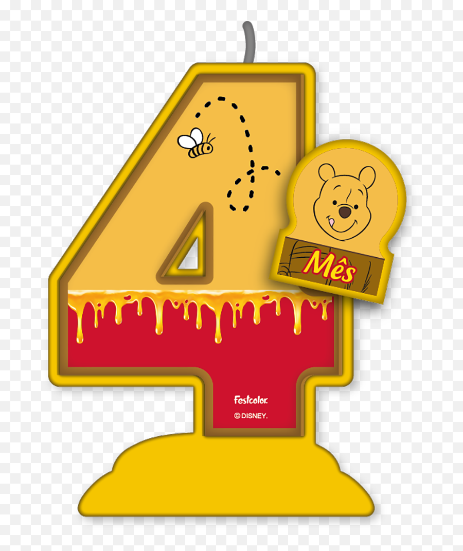 Vela Mesversario Pooh E Sua Turma N 4 Com 1 Unid - Jf Lembranças Numero 2 Ursinho Pooh Emoji,Emoticon Flamengo Whatsapp