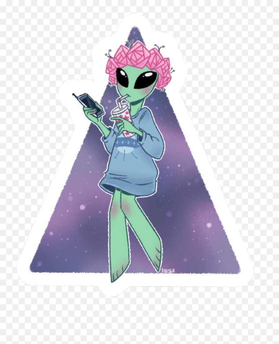 Alien Alien Alienart Sticker By U2022whiteflavouru2022 - Fictional Character Emoji,Iphone Alien Emoji