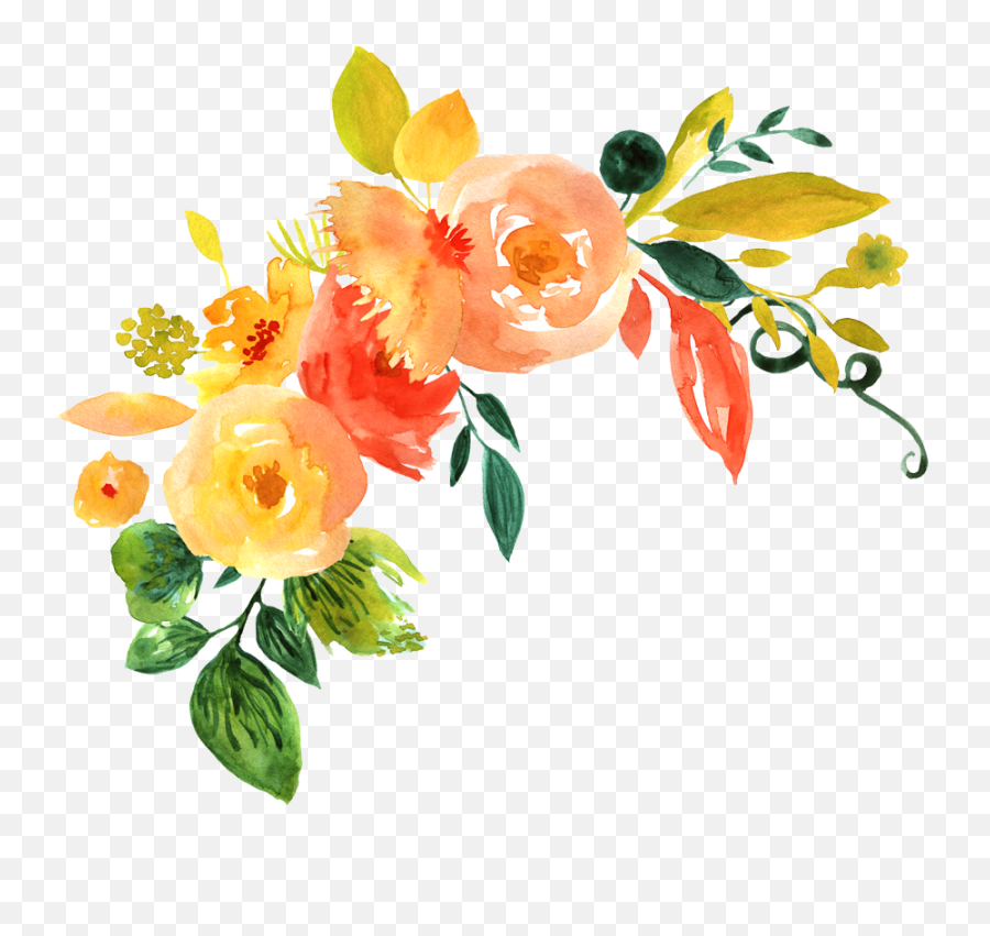 Watercolor Flowers Png File Download Free Png Mart Emoji,Orange Flower Emoji