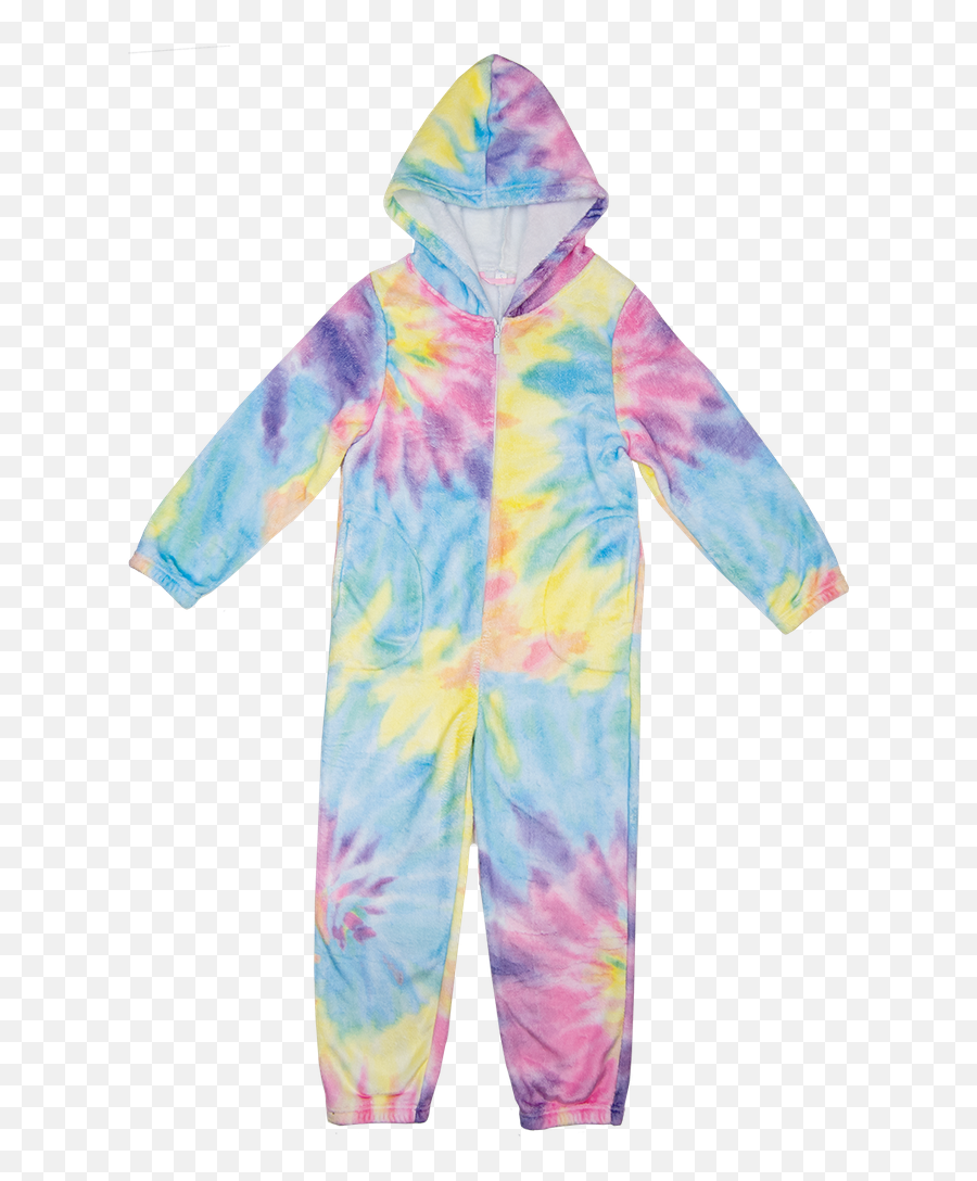 Pastel Tie Dye Plush Onesie - Hooded Emoji,Emoji Onezi