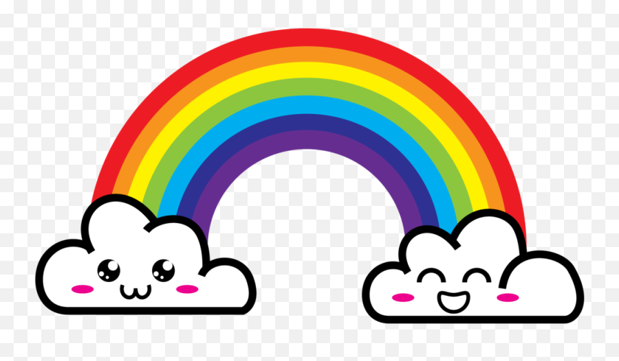 Rainbow Cute Emoji Sticker - Rainbow With Clouds Cartoon,Rainbow Emoji