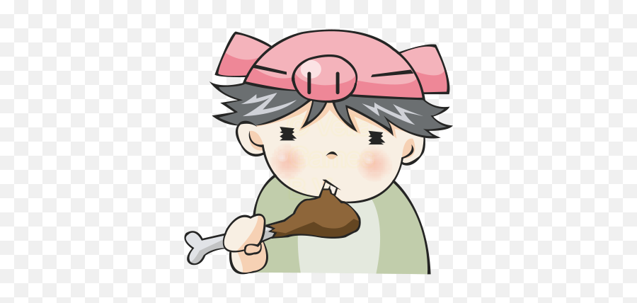 Piggy Boy U2013 Chibi Character By Edb Group Emoji,Eating Rice Emoji