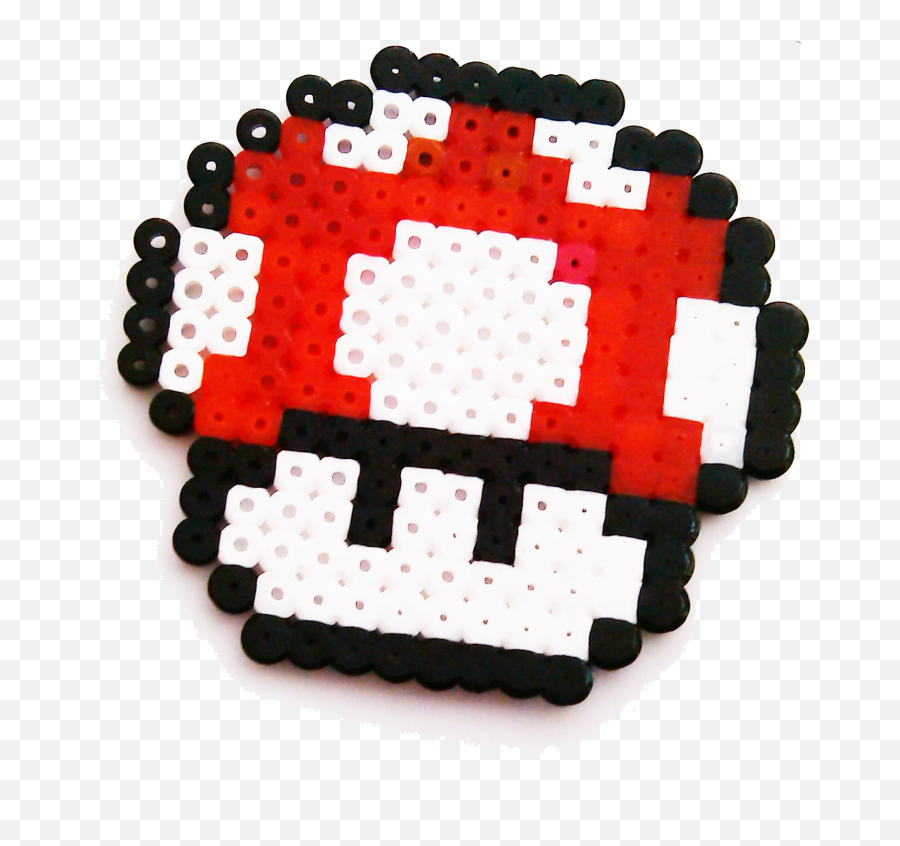 Hogar - Mario Mushroom Hama Beads Emoji,Emojis En Beads Con Molde Redondo