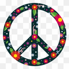 Flower And Star Peace Sign Flower Wall Sticker - Tenstickers Emoji,Emoji Stickers Die Cut Peace