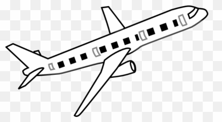 Flying Airplane Clipart Black And White - Airplane Clipart Black And White Png Emoji,Aviation Themed Emojis Lineart