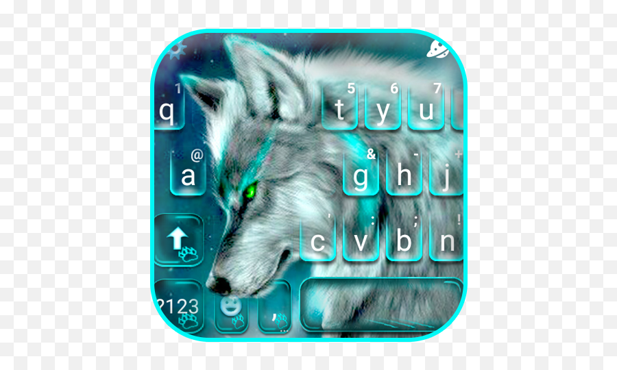 Cyan Neon Wolf Keyboard Theme On Google Play For United - Zodiacs Signs As Eevee Emoji,Dog Keyboard Emojis