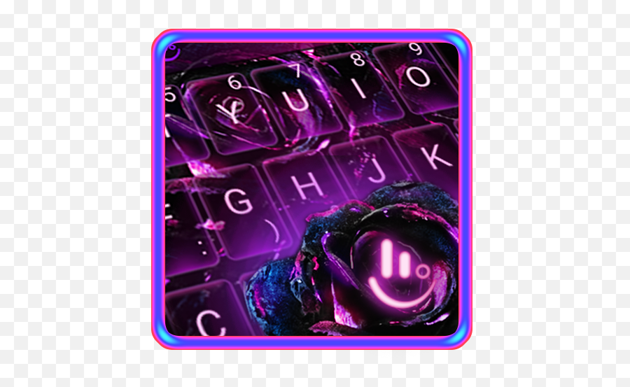 Neon Violet Flower Keyboard Theme - Rose Family Emoji,T9 Emoticons