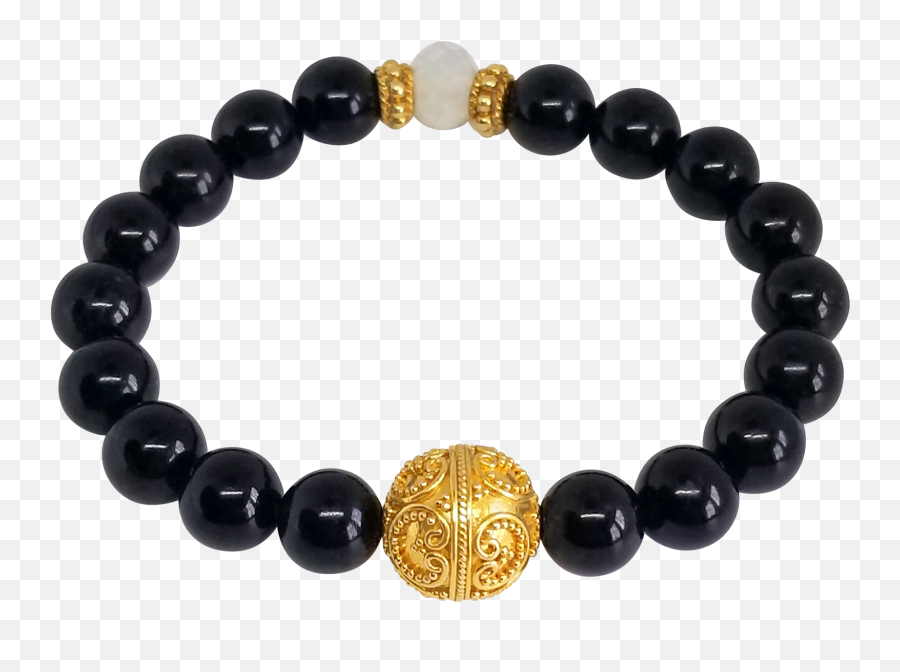 Black Tourmaline Bracelet - Herren Armband Lavastein Schwarz 19 Cm Emoji,Bracelet For Emotions
