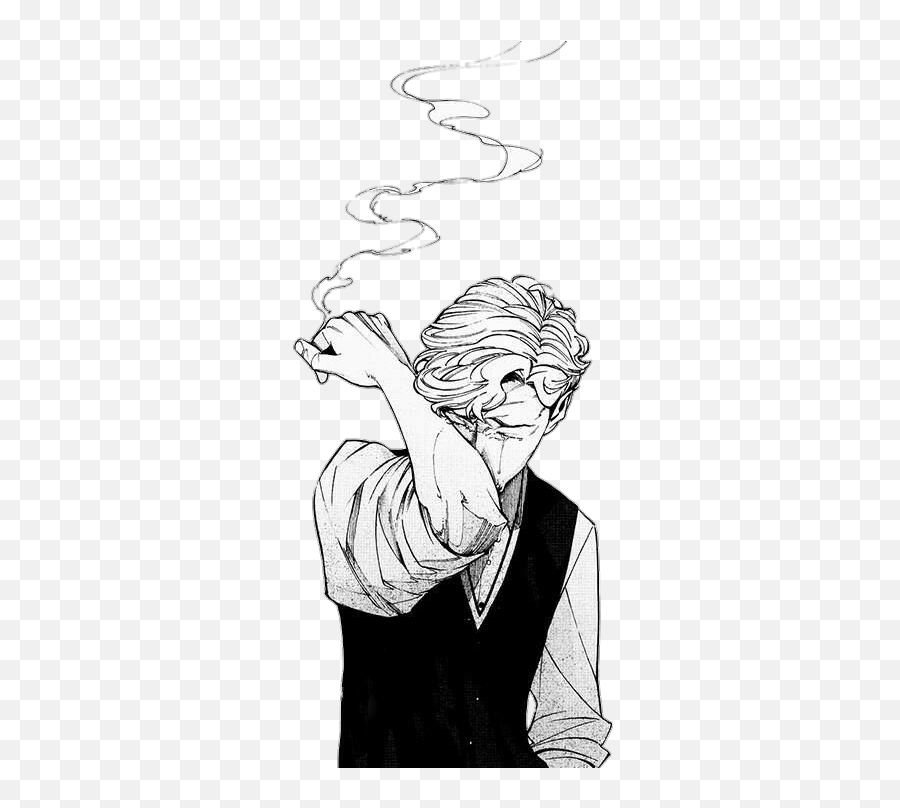 Download Hd Smoke Boy Man Manga Sad Draw Blackandwhite - Sad Male Poses Smoking Drawing Emoji,Smoke Emoji Png
