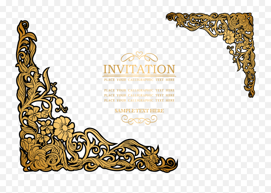 Invitation Paper Wallpaper Business Clipart - Full Size Gold Wedding Invitation Design Png Emoji,Emoji Party Invite