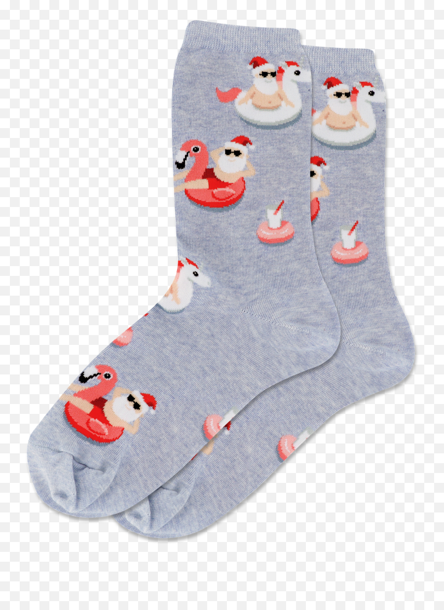 Womenu0027s Pool Float Santa Crew Socks - Blue Heather For Teen Emoji,Emoji Pool Float